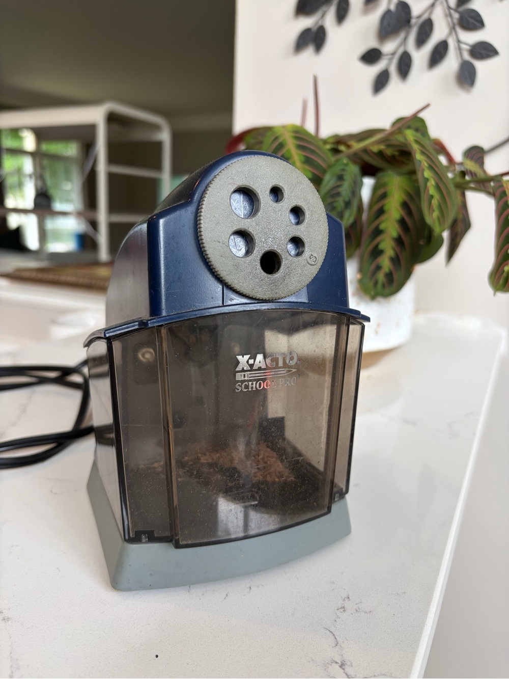 Blue and Gray Electric Pencil Sharpener
